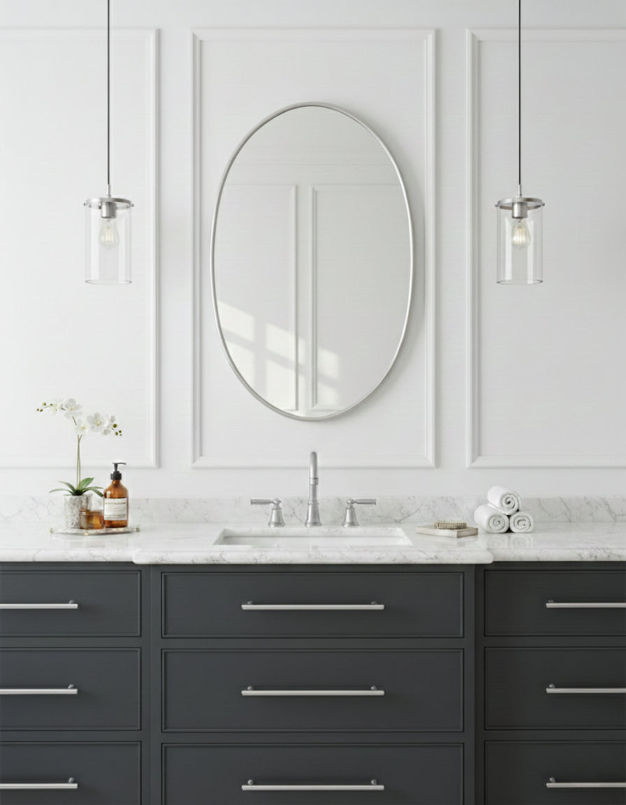 Silver Brass Oval Wall Mirror, photo 3 of 14