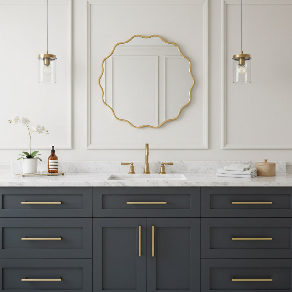 Round Wavy Mirrors - Brass Squiggly Mirror, photo 4 of 12