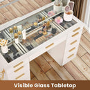 11-Drawer Makeup Vanity Desk with Gold Handles