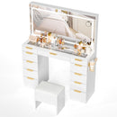 11-Drawer Makeup Vanity Desk with Gold Handles