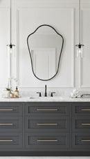 Black Frame Italian Mirror - Shield Brass Mirror