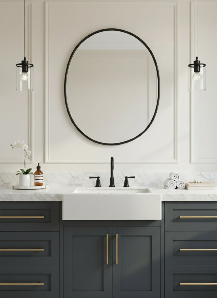 Black Framed Oval Mirror, photo 2 of 14