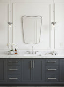 Italian Curved Silver Brass Mirror - Butterfly Wall Mirror