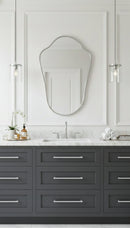 Italian Silver Frame Mirror - Shield Form Brass Wall Mirror