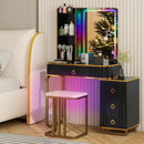 Vanity Table Set with RGB LED Lights and Wireless Charging Station by LJGDeals