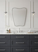 Italian Curved Brass Wall Mirror - Butterfly Silver Frame Mirror