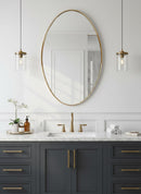 Brass Oval Wall Mirror -  Unlacquered Brass Bathroom Mirror