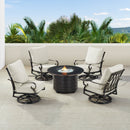 Black Aluminum Fire Table Set with Four Club Chairs