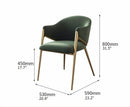 Set of 2 Gold Metal and Green Dining Chair, Postmodern Luxury Fabric Arm Chairs for Dining room, Kitchen