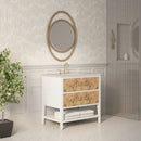James Martin Olena 36" Single Bathroom Vanity, Polished White and Light Mappa Burl