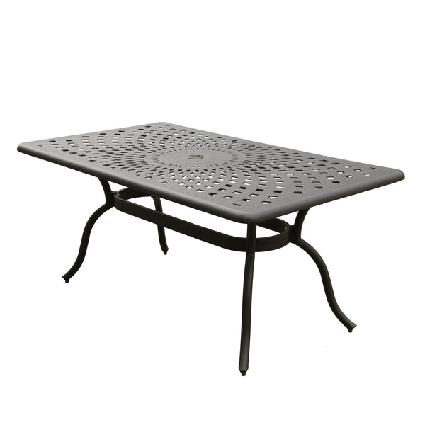 Outdoor Aluminum 7pc Black Rectangular Patio Dining Set and Six Chairs, photo 2 of 8