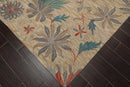 5x8 Beige Handmade Wool Loop Pile Floral Traditional Oriental Area Rug