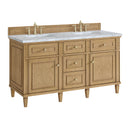 James Martin Lorelai 60" Double Bathroom Vanity, Light Natural Oak