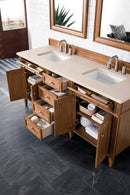 James Martin Brittany 72" Double Bathroom Vanity, Saddle Brown