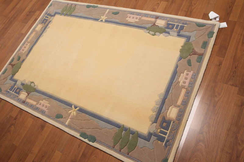 4' x 6' Handmade 100% wool Plus Pile area rug Vanilla
