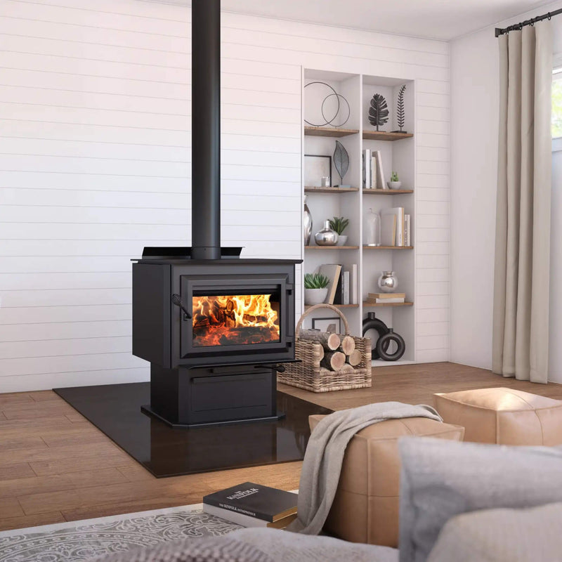 Ventis Small Wood Direct Vent Wood Stove On Pedestal With Blower (SAK35042)