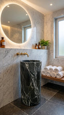 Black Granite Pedestal Bathroom Sink Column 16 Inch