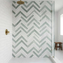 Verde, Calacata T Fine Textured Large Herringbone Marble Mosaics 12 7/8x8 9/16