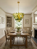 Elegant Green Murano Disc Chandelier