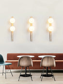 Vertical Travertine Ball Wall Sconce
