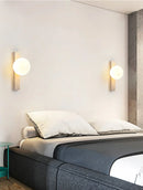 Vertical Travertine Ball Wall Sconce