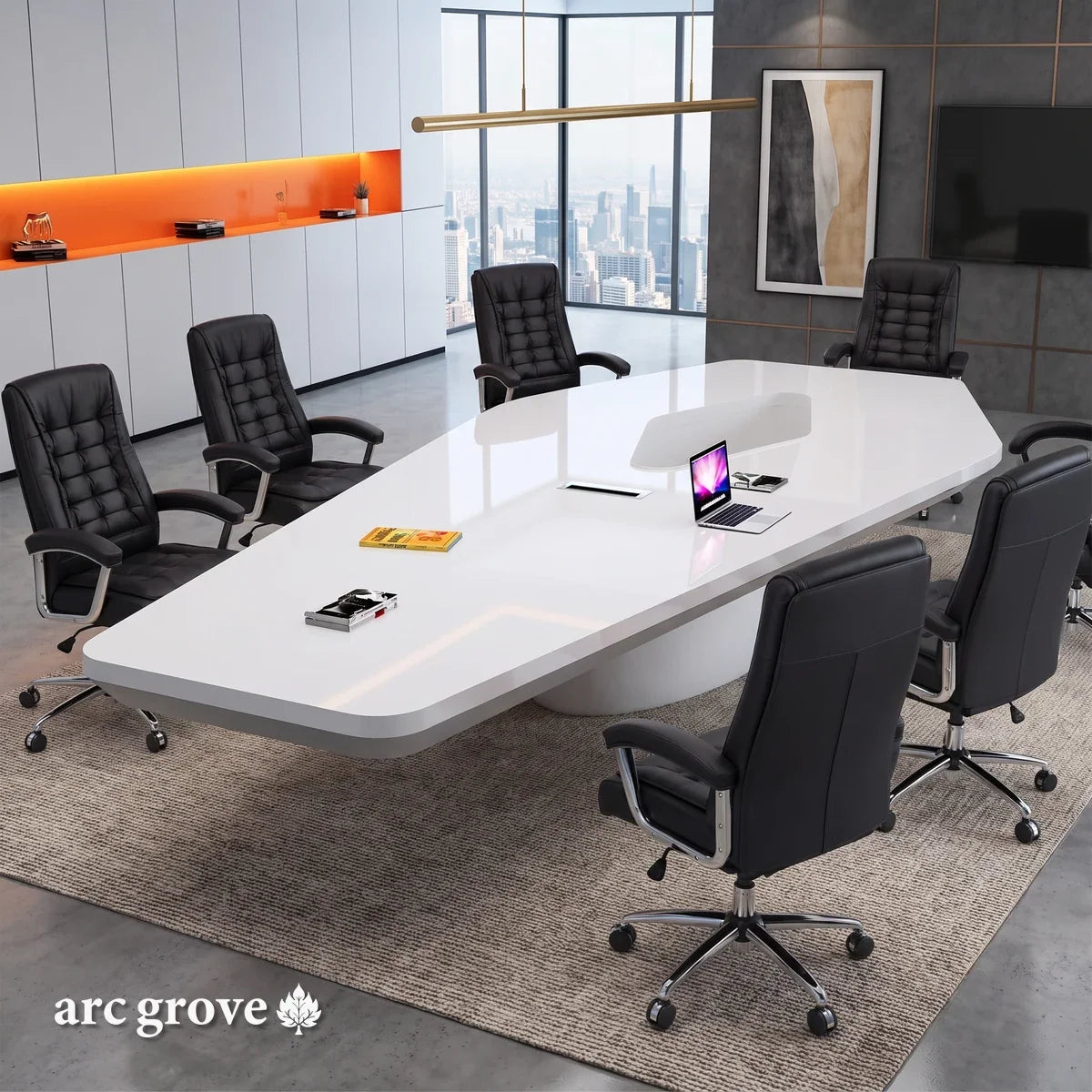 Vertix · White Conference Room Table, Tapered Hexagon, photo 3 of 16