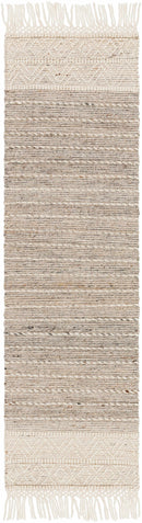 Cream Veruela Wool Blend Braided Tassel Area Rug - Clearance