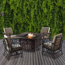 Aluminum 42-in Square Antique Copper Fire Table Set and Rocking Chairs