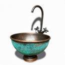 Aged Copper Bathroom Sink with Faucet