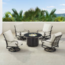 Black Aluminum Fire Table Set with Four Club Chairs