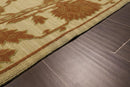 6' x 9' Hand Knotted Wool & Silk High Low Pile Area Rug Beige