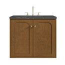 James Martin Laurent 30" Dual Mount Single Bathroom Vanity, Honey Oak