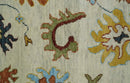 Hand Knotted Wool Area Rug - Ivory Teal Rust Traditional Heriz by The Rug Decor