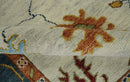 Vibrant Colorful Hand Knotted Ivory, Teal and Rust Traditional Oushak Multi size Wool Area Rug