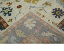 Hand Knotted Wool Area Rug - Ivory Teal Rust Traditional Heriz by The Rug Decor