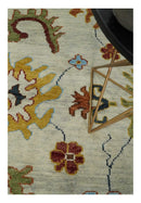 Vibrant Colorful Hand Knotted Ivory, Teal and Rust Traditional Oushak Multi size Wool Area Rug
