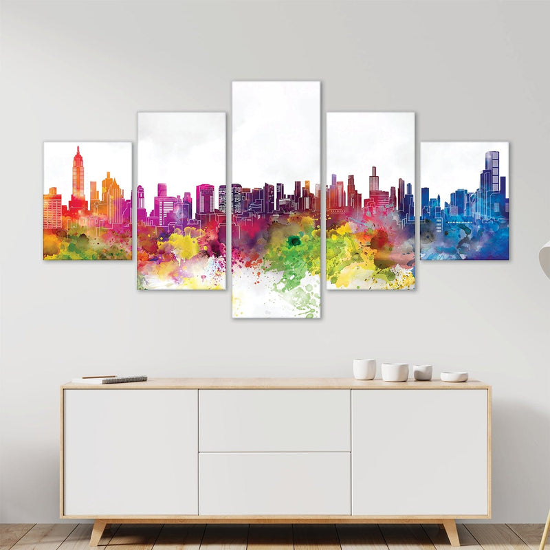 Vibrant City Canvas - 5 Panel