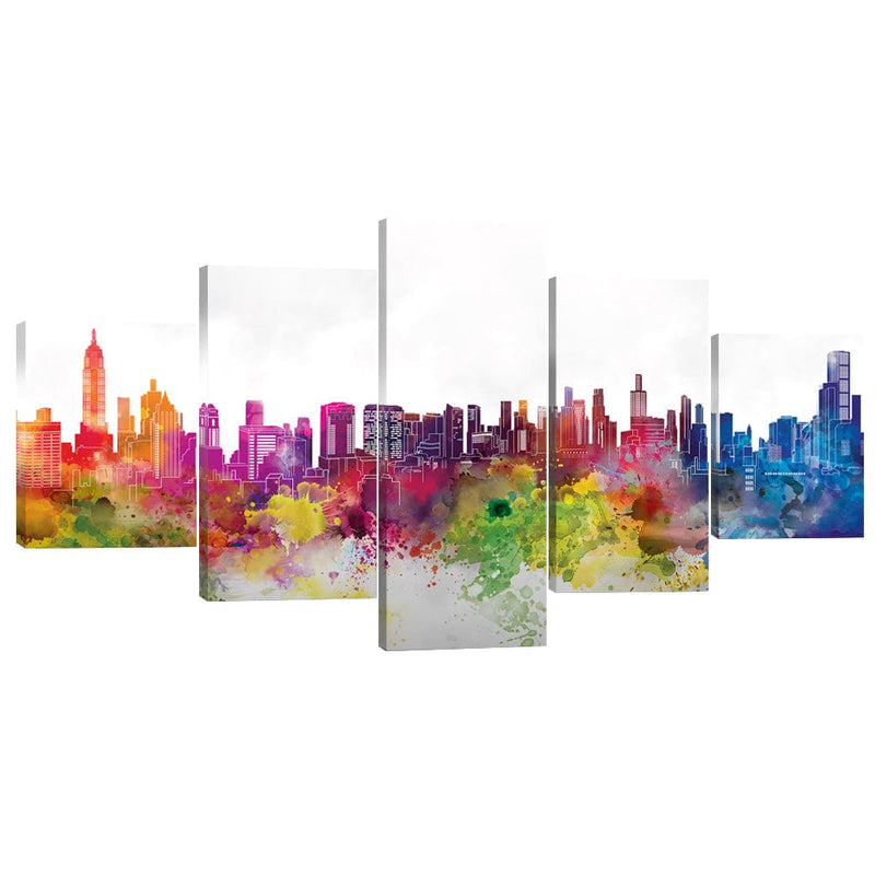 Vibrant City Canvas - 5 Panel