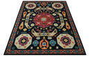 Vibrant colorful 8x10 Black, Maroon and Beige Traditional Medallion Mamluk Design wool Rug