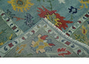 Vibrant Colorful 8x10 Gray and green Hand Knotted Traditional Oushak wool rug by The Rug Decor