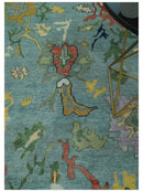 Vibrant Colorful 8x10 Gray and green Hand Knotted Traditional Oushak wool rug by The Rug Decor