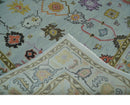 Vibrant Colorful Aqua and Green Hand knotted Traditional Oushak 8x10 wool area Rug by The Rug Decor