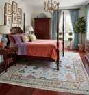 Vibrant Colorful Aqua and Green Hand knotted Traditional Oushak 8x10 wool area Rug