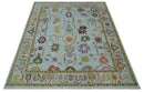 Vibrant Colorful Aqua and Green Hand knotted Traditional Oushak 8x10 wool area Rug by The Rug Decor
