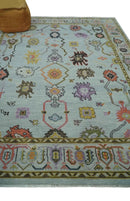 Vibrant Colorful Aqua and Green Hand knotted Traditional Oushak 8x10 wool area Rug by The Rug Decor