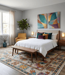 Beige and Rust Hand-Knotted Traditional Oushak Wool Area Rug