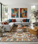 Beige and Rust Hand-Knotted Traditional Oushak Wool Area Rug
