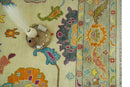 Vibrant Colorful Beige, Silver, Orange and Mustard Hand Knotted 9x12 Wool Area Rug