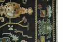 Vibrant Colorful Black 8x10 Hand Knotted Traditional Oushak wool area rug by The Rug Decor