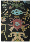 Vibrant Colorful Black 8x10 Hand Knotted Traditional Oushak wool area rug by The Rug Decor